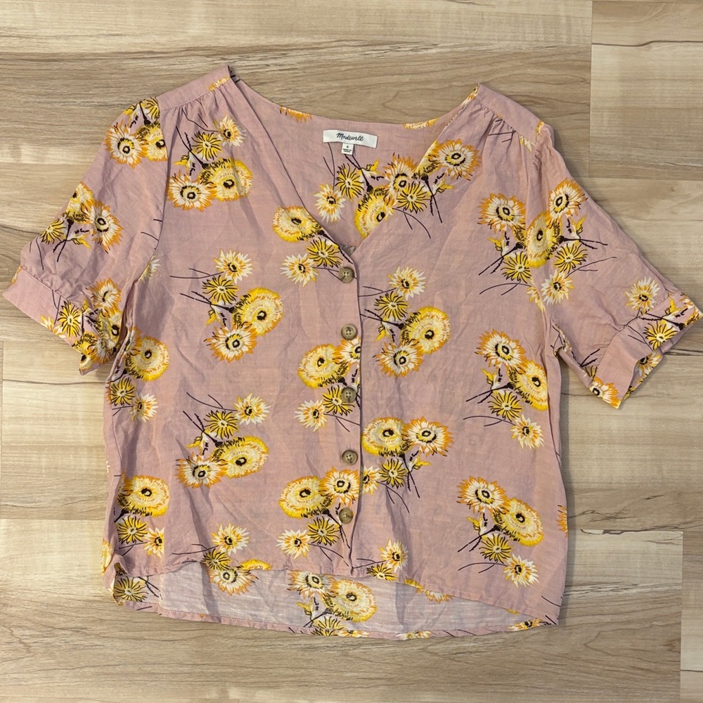 Madewell Floral Blouse in Pink and Yellow